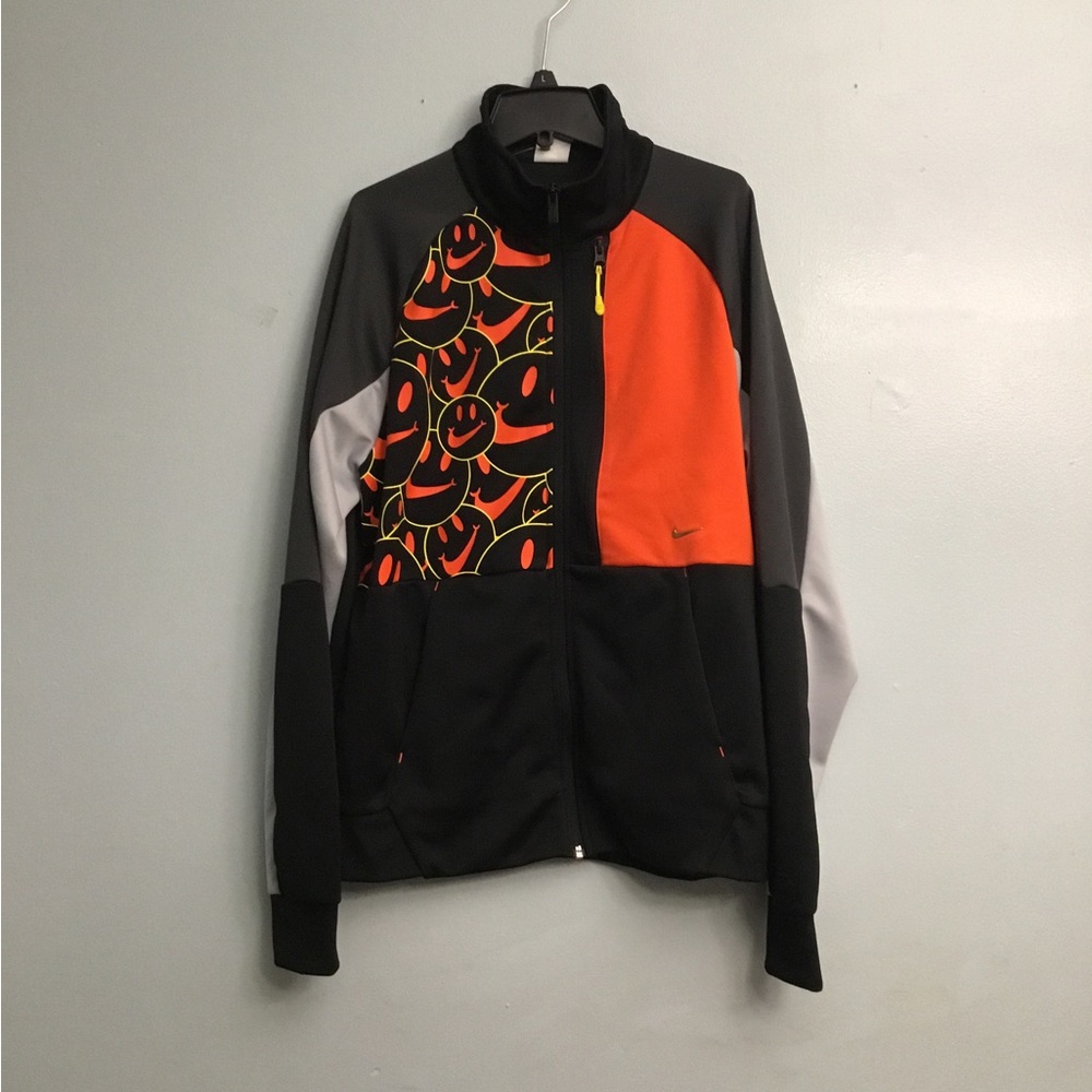 Nike Men’s orange gray and black zip up sweater
